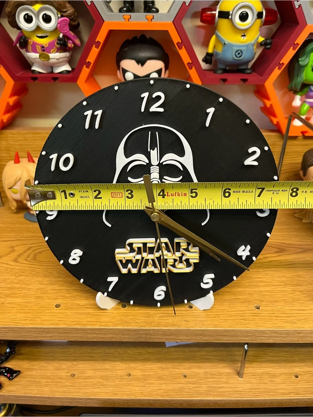 Star Wars Black and White Darth Vader Logo Clock with Gold Hands